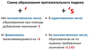 образование притяжательного падежа правила